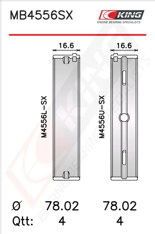 Crankshaft Bearing Set KING MB4556SX05