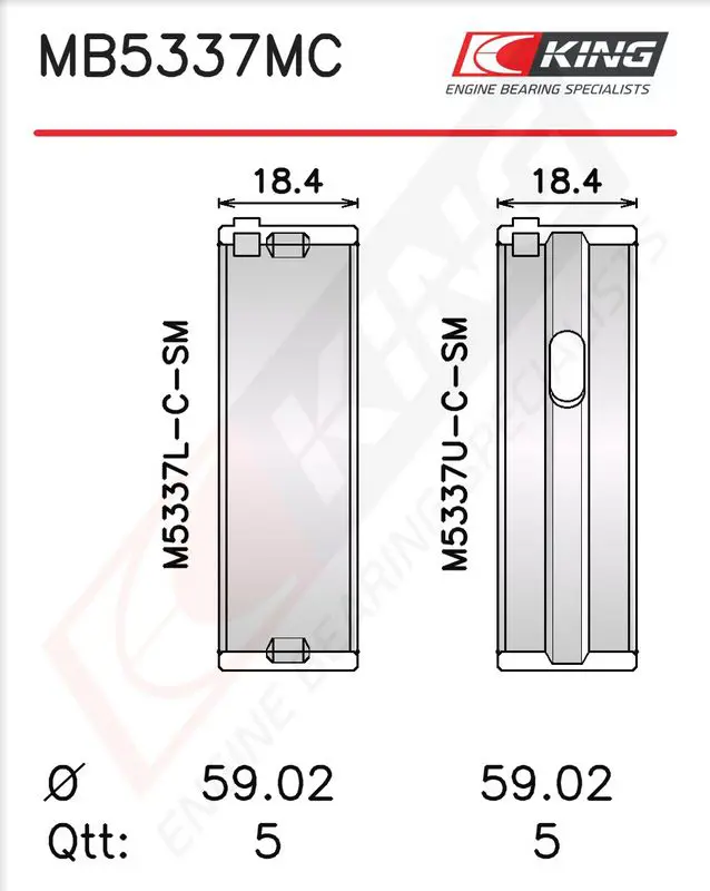Crankshaft Bearing Set KING MB5337MC