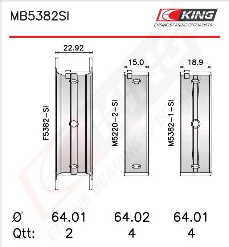 Crankshaft Bearing Set KING MB5382SI025