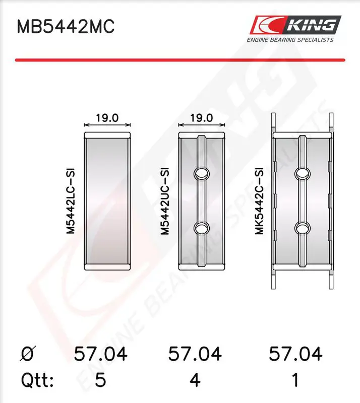 Crankshaft Bearing Set KING MB5442MC025