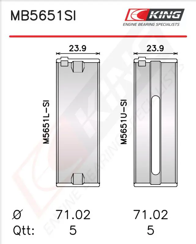 Kloķvārpstas gultņu komplekts KING MB5651SI025