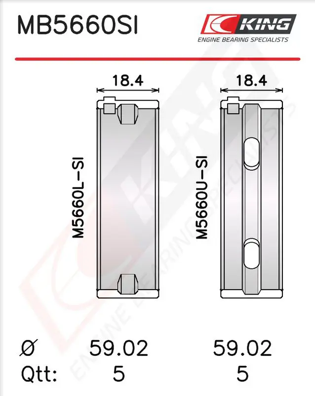 Kloķvārpstas gultņu komplekts KING MB5660SI025