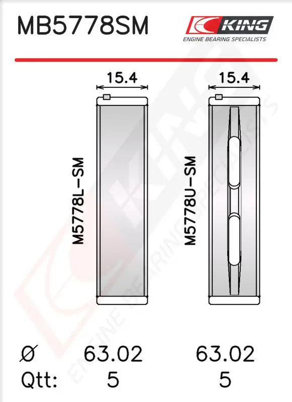 Kloķvārpstas gultņu komplekts KING MB5778SM