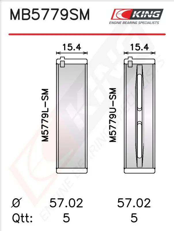 Kloķvārpstas gultņu komplekts KING MB5779SM
