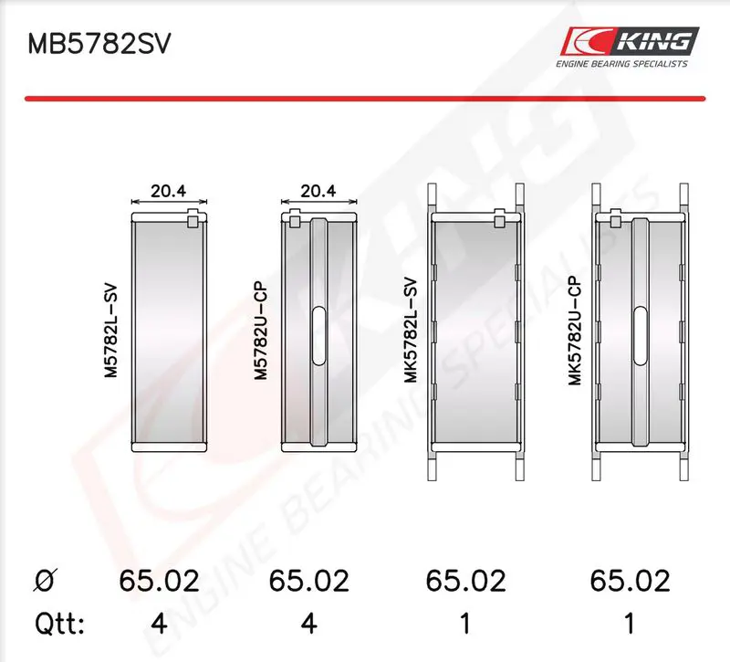 Crankshaft Bearing Set KING MB5782SV