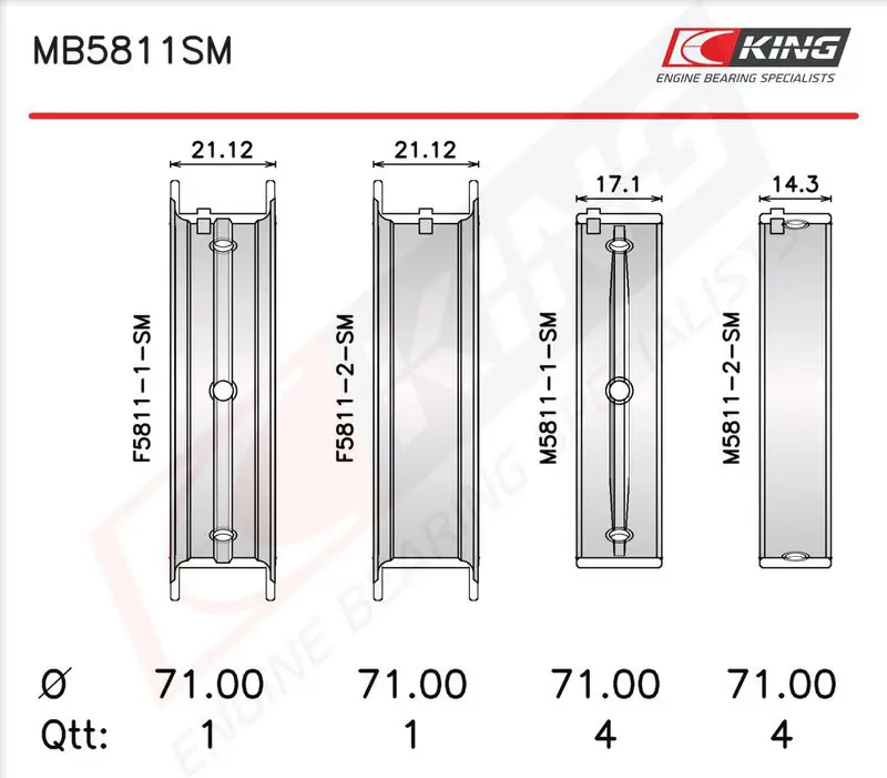 Crankshaft Bearing Set KING MB5811SM05