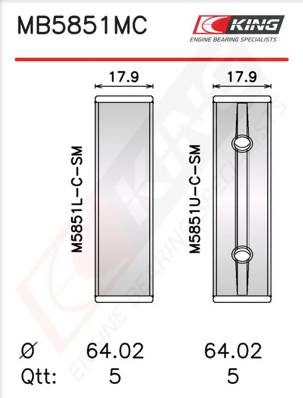 Crankshaft Bearing Set KING MB5851MC