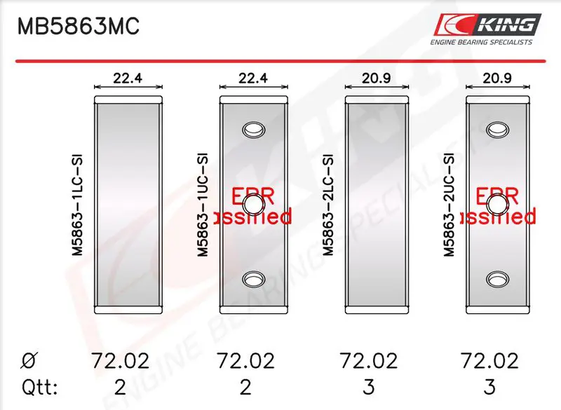 Crankshaft Bearing Set KING MB5863MC