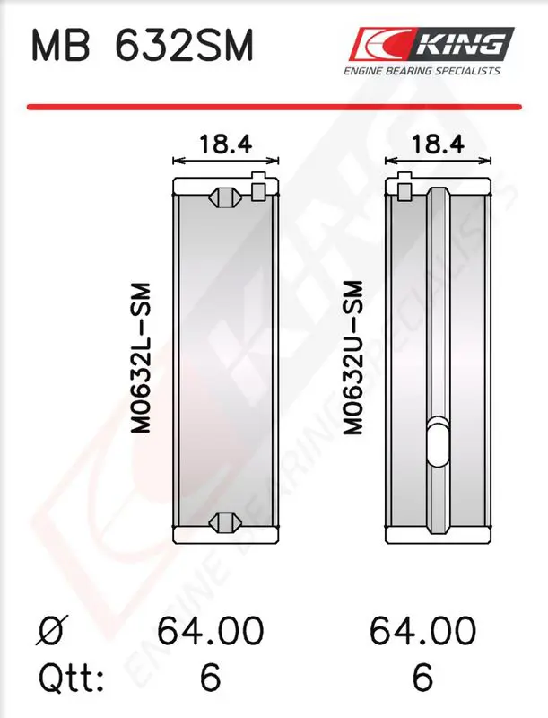 Kloķvārpstas gultņu komplekts KING MB632SM