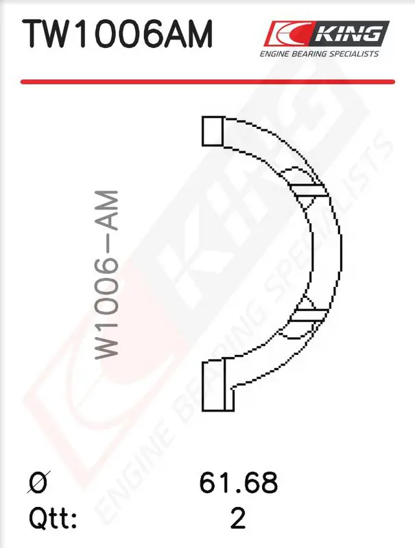 Thrust washer set, crankshaft KING TW1006AM