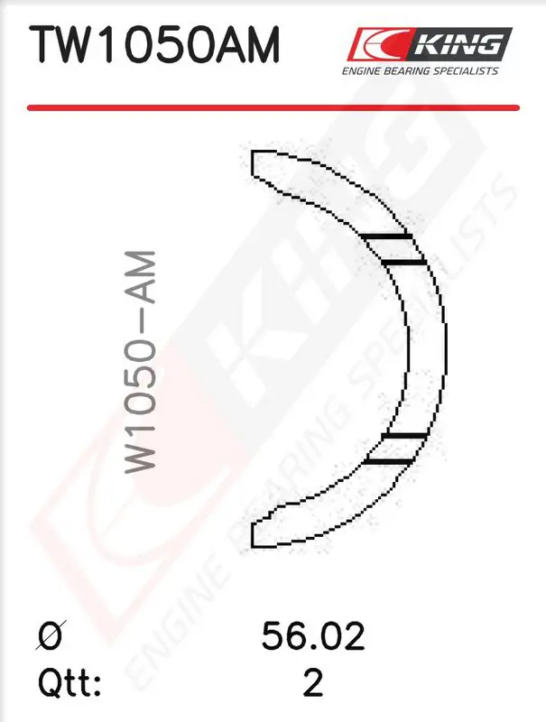 Thrust Washer Set, crankshaft KING TW1050AM