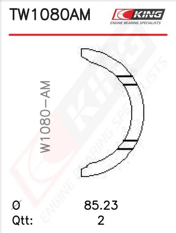 Thrust Washer Set, crankshaft KING TW1080AM