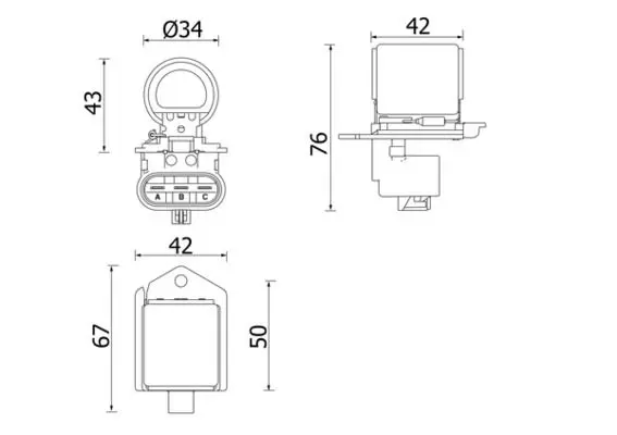 Ieejas pretestība, elektromotors (radiatora ventilators) MAHLE
