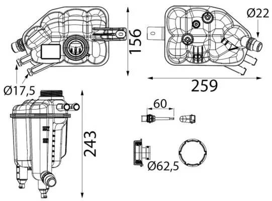 Expansion Tank, coolant MAHLE CRT350000S