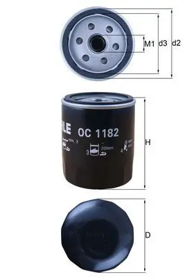 Eļļas filtrs MAHLE OC1182