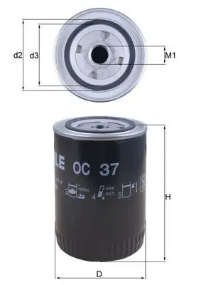 Eļļas filtrs MAHLE OC37