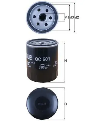Eļļas filtrs MAHLE OC501