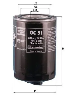 Eļļas filtrs MAHLE OC51OF