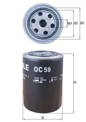 Eļļas filtrs MAHLE OC59