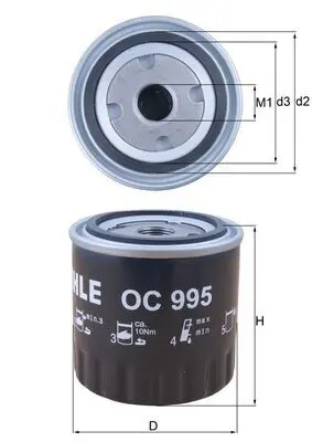 Eļļas filtrs MAHLE OC995