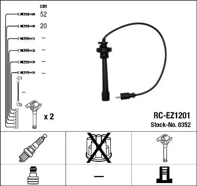 Augstsprieguma vadu komplekts NGK 0352