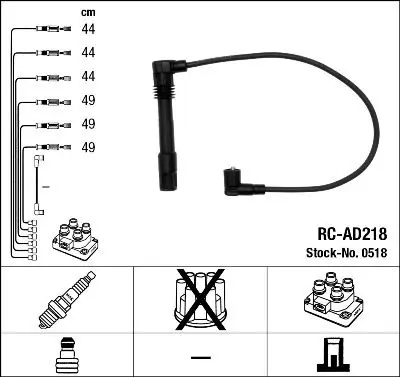 Augstsprieguma vadu komplekts NGK 0518