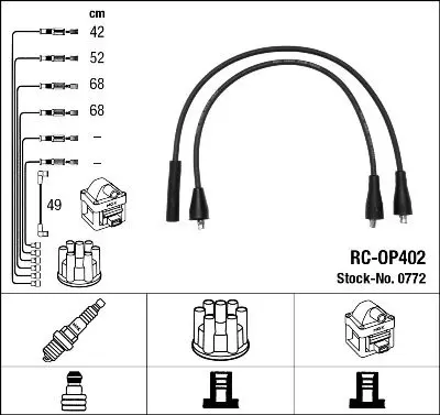 Augstsprieguma vadu komplekts NGK 0772