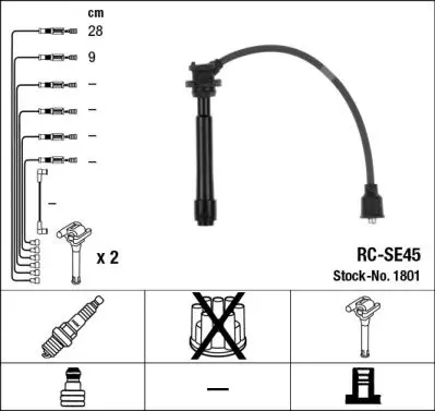 Augstsprieguma vadu komplekts NGK 1801