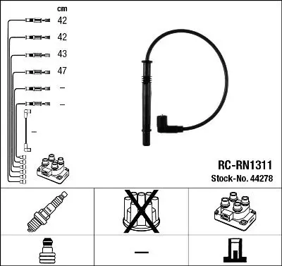 Augstsprieguma vadu komplekts NGK 44278