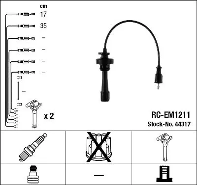 Augstsprieguma vadu komplekts NGK 44317