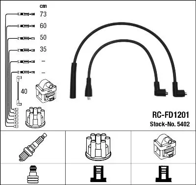 Augstsprieguma vadu komplekts NGK 5402