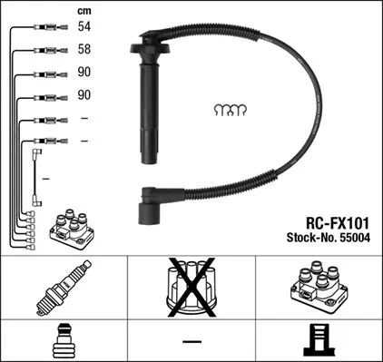 Augstsprieguma vadu komplekts NGK 55004