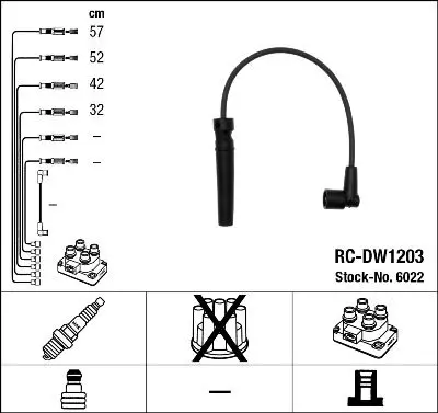 Augstsprieguma vadu komplekts NGK 6022
