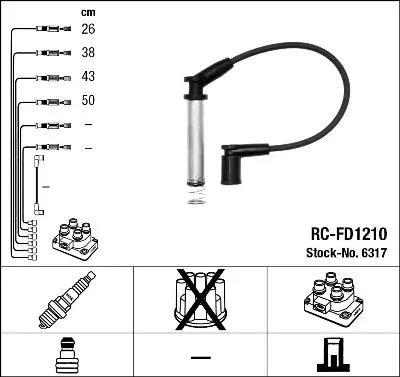 Augstsprieguma vadu komplekts NGK 6317