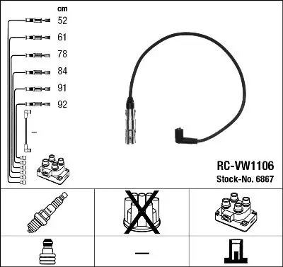 Augstsprieguma vadu komplekts NGK 6867