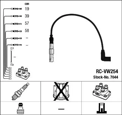Augstsprieguma vadu komplekts NGK 7044