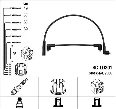 Augstsprieguma vadu komplekts NGK 7068