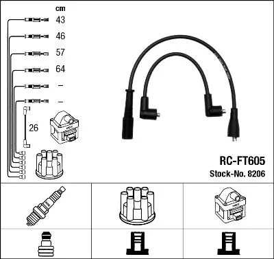 Augstsprieguma vadu komplekts NGK 8206