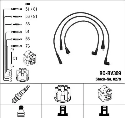 Augstsprieguma vadu komplekts NGK 8279