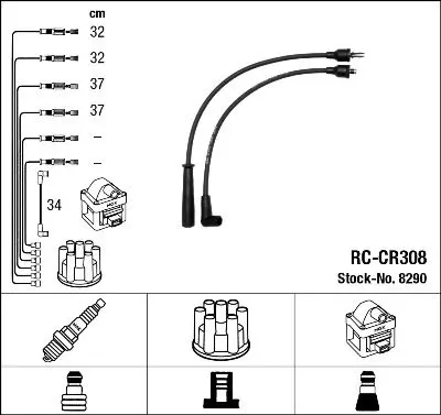 Augstsprieguma vadu komplekts NGK 8290