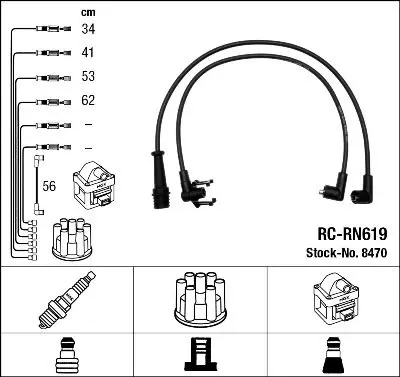 Augstsprieguma vadu komplekts NGK 8470
