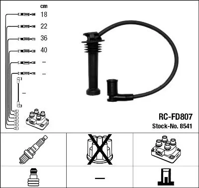Augstsprieguma vadu komplekts NGK 8541