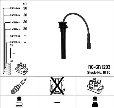 Augstsprieguma vadu komplekts NGK 9170