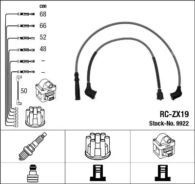 Augstsprieguma vadu komplekts NGK 9922