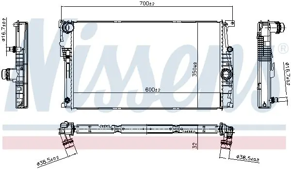 Radiator, engine cooling NISSENS 606242