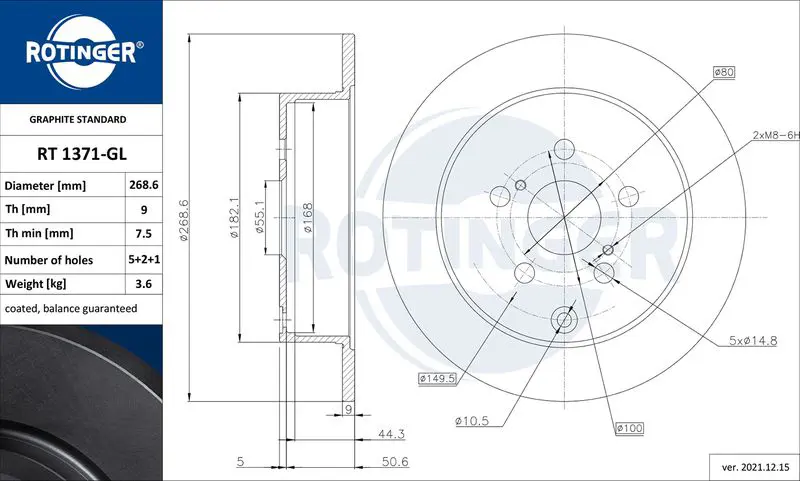 Brake disc ROTINGER RT1371GL