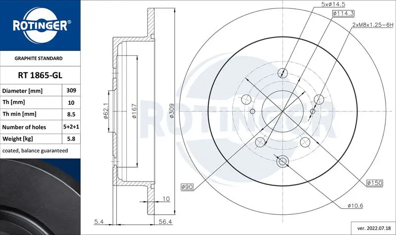 Brake Disc ROTINGER RT1907GL