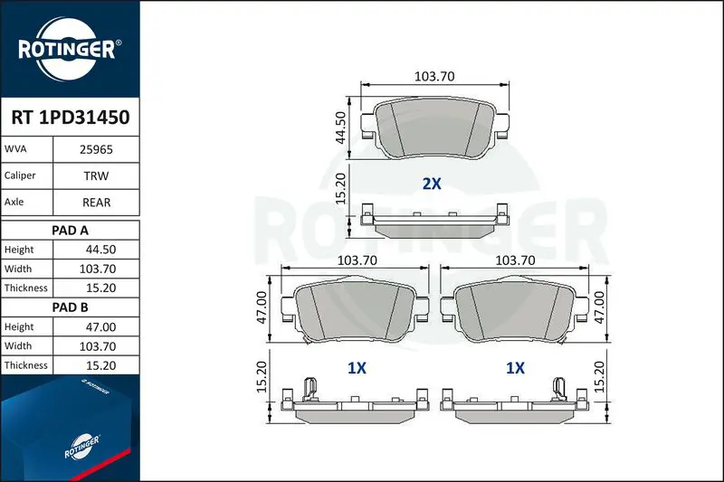 Brake Pad Set, disc brake ROTINGER