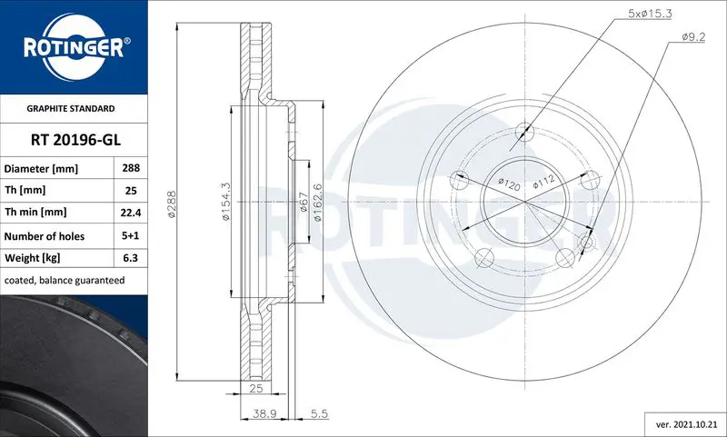 Brake disc ROTINGER RT20196GL
