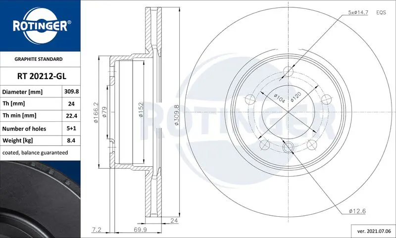 Bremžu diski ROTINGER RT20212GL